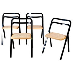 Juego de 4 sillas plegables de caña de Giorgio Cattelan para Cidue, Italia, años 70