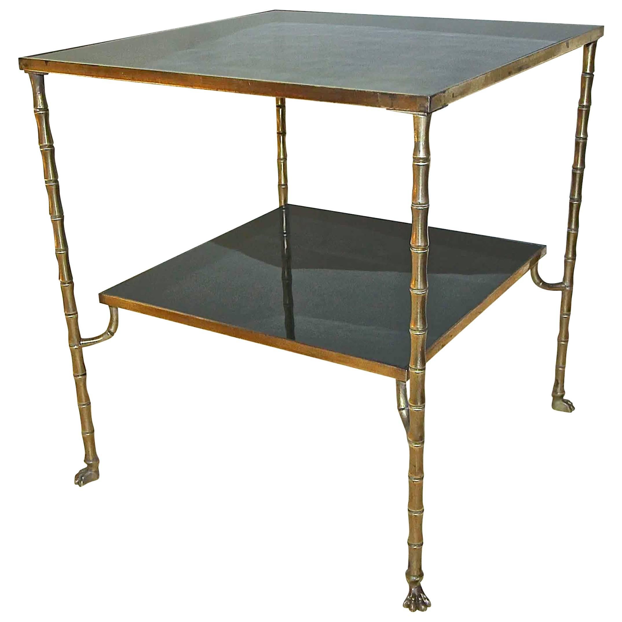 Maison Baguès Faux Bronze Bamboo Two-Tier Side Table