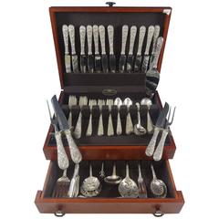 Antique Repousse by Kirk Sterling Silver Flatware Set for 12 Service 89 Pieces