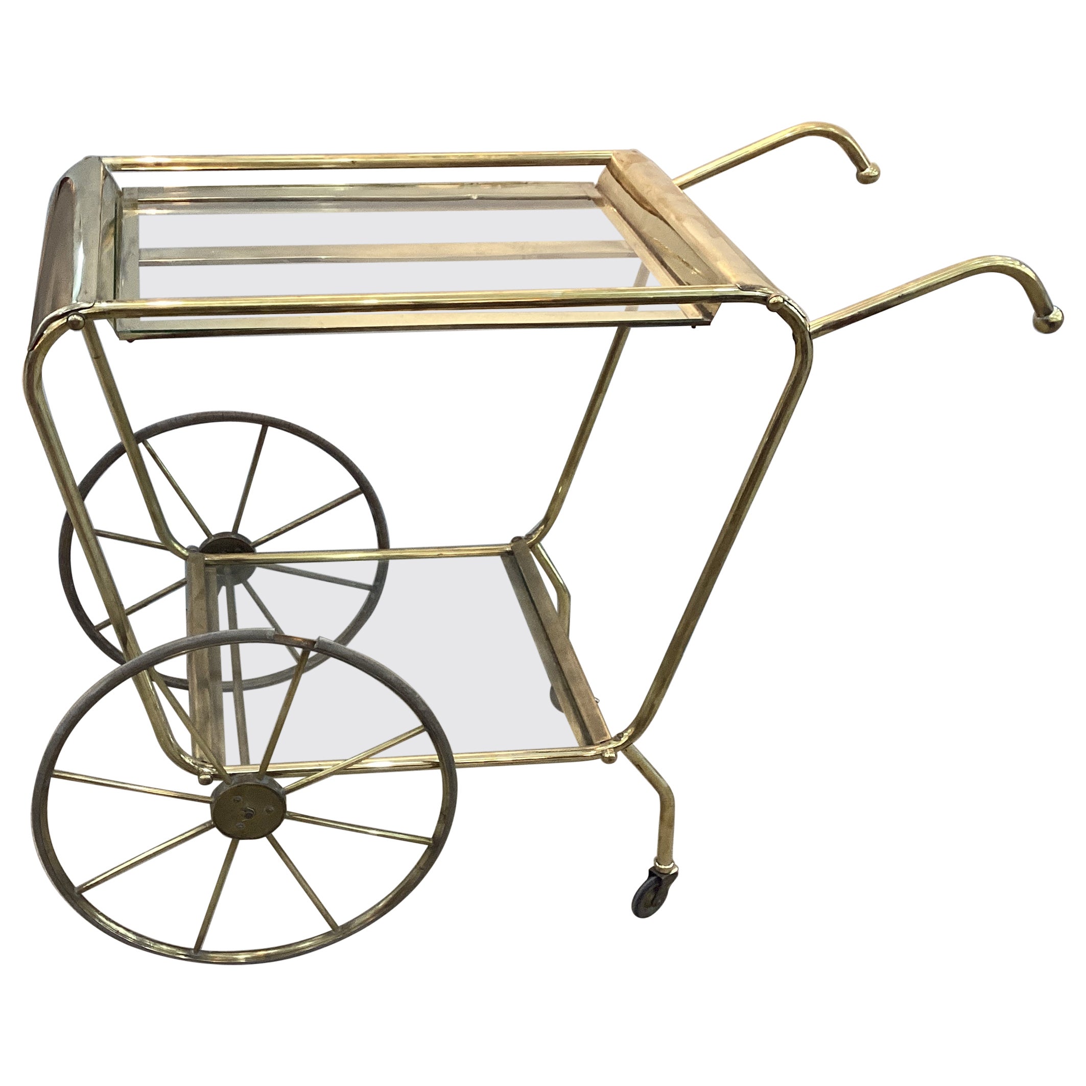 Mid Century Italian Brass Bar Cart