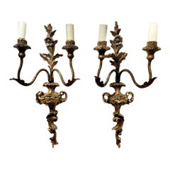 Pair of Early 20th Century Italian Silver Gilt Sconces