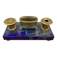 Antique French Lapis Lazuli  and Gilt Bronze Inkwell
