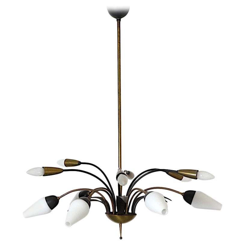 Mid-Century Arredoluce Style Brass Multi Arm Chandelier
