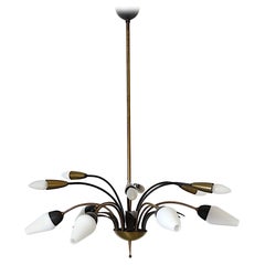 Mid-Century Arredoluce Style Brass Multi Arm Chandelier