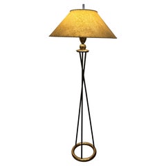 Vintage Tripod Floor Lamp with Brass Ring