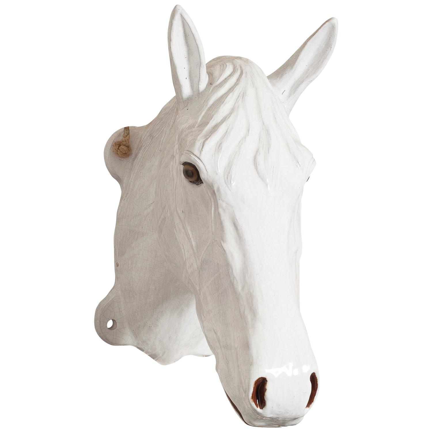 Glazed Ceramic Horse Head For Sale at 1stdibs