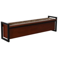 Mid-Century Teak and Enameled Metal Planter