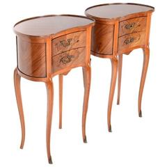 Pair of Vintage French Kidney-Shape Nightstands, circa 1950
