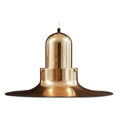 Skandinavische Moderne Goldene Pendelleuchte von PO Ström, 1970er Jahre