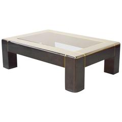 Karl Springer Gunmetal and Smoked Glass Coffee Table 2