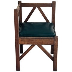 Antique Arts & Crafts Patinated Oak Corner Chair