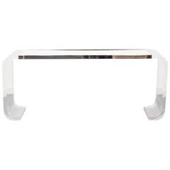 Lucite and Chrome Console Table by Lion in Frost