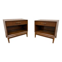 Mid-Century Modern Drexel Pinnacle Walnut Nightstands - Set of 2
