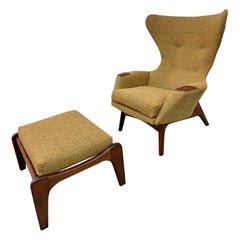Mid-Century Modern Adrian Pearsall Wing Chair & Ottoman