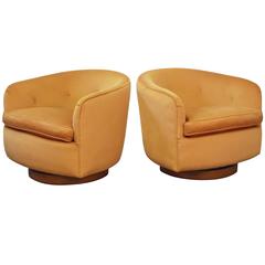 Pair of Milo Baughman Swivel Lounge Chairs 