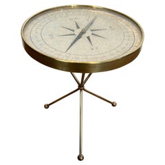 Round Brass "Compass" Side Table in the Style of Jacques Adnet. Circa 1940