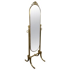 Neoclassical Style Swinging Brass Psyche Mirror in the Style of Maison Jansen
