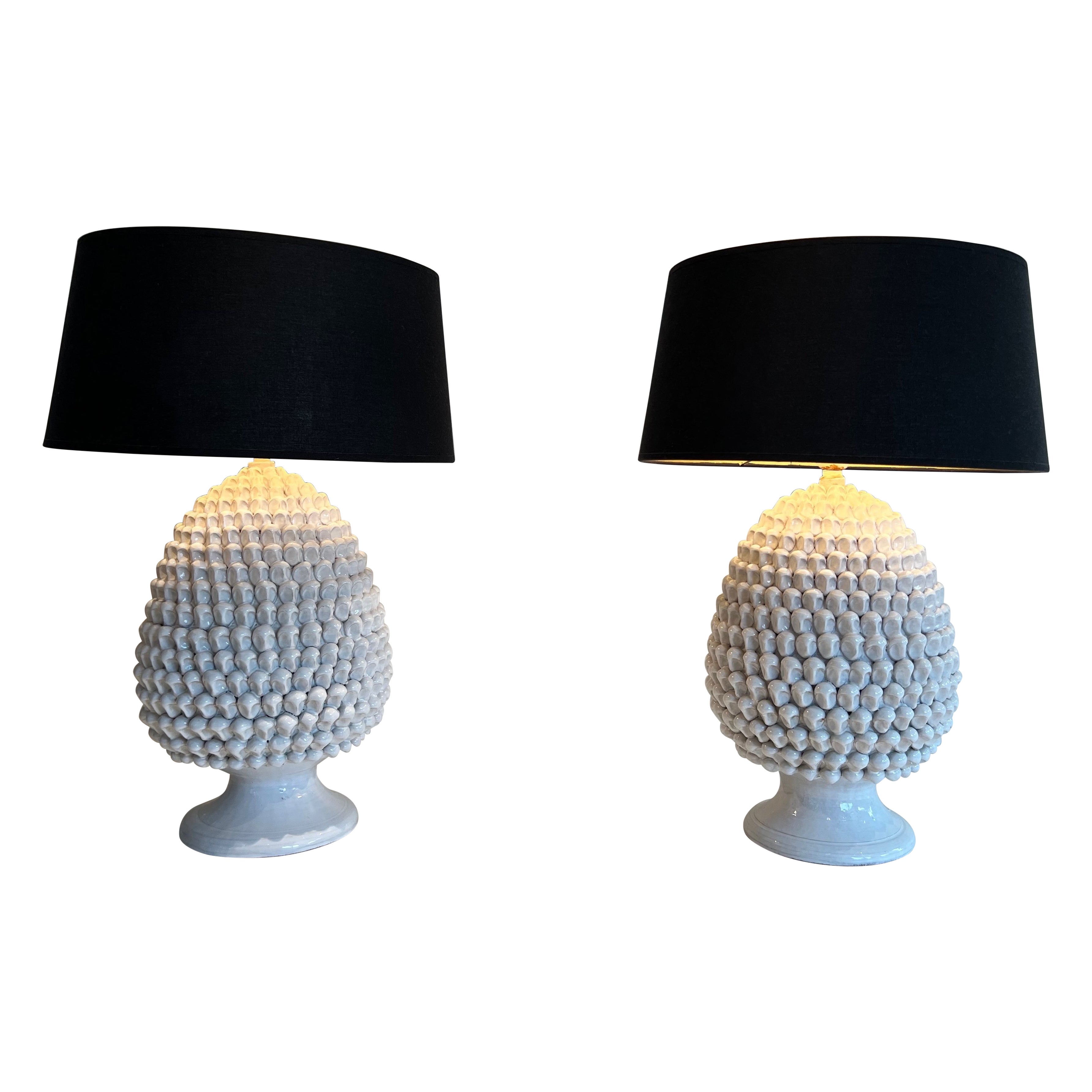 Paire d'importantes lampes de table en céramique vers 1970