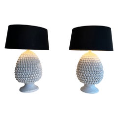 Pair of important ceramic table lamps Circa 1970