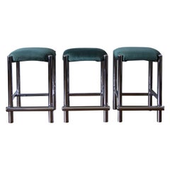 Modernist Cal-Style Chrome Counter Stools Set of 3