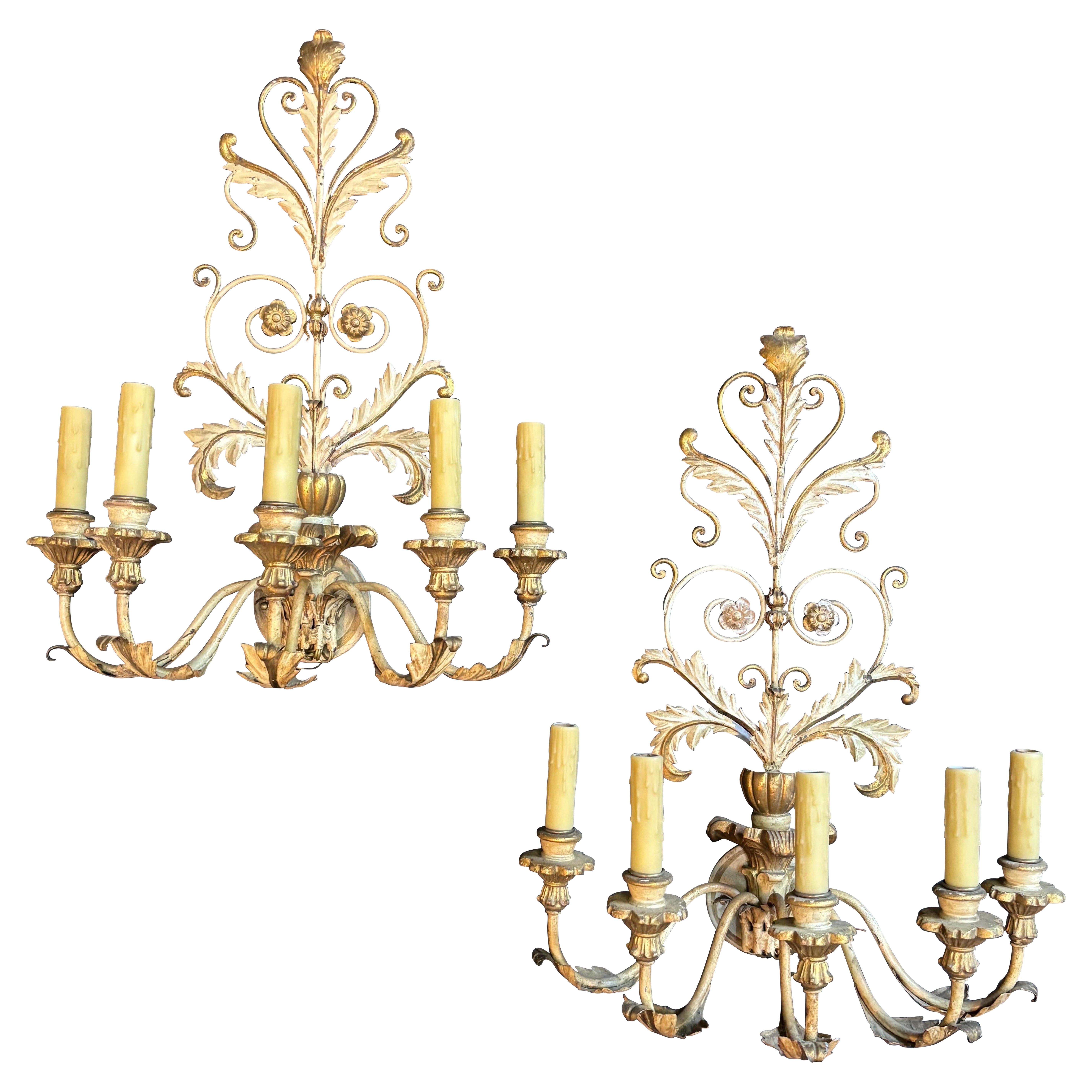 Pair of Rococo Gilt and Metal Sconces