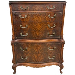 Antique Mahogany Carved Swan High Chest