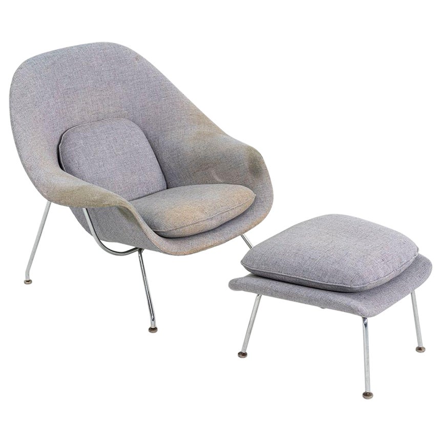 1960s Eero Saarinen for Knoll Womb Lounge Chair and Ottoman, Model 70L