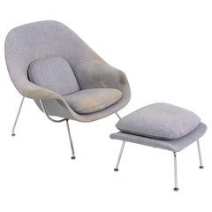 1960s Eero Saarinen for Knoll Womb Lounge Chair and Ottoman, Model 70L