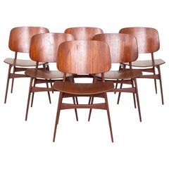 1950s Set of Six Borge Mogensen No. 155 Dining Chairs for Soborg Mobler in Teak