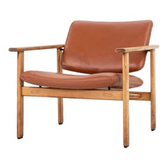 Chaise rare Series 4700 d'Arne Jacobsen pour Fritz Hansen en cuir cognac, 1966