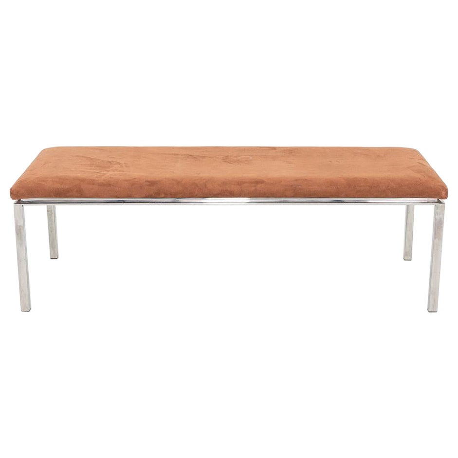 1969 Davis Allen and Gordon Bunshaft of SOM Bench in Steel and Suede 20 x 48