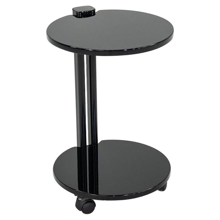 1980s Pace Collection Black Lacquered Occasional End Table on Casters