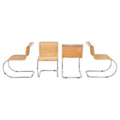 1970s Set of Four Mies Van Der Rohe for Thonet Cane MR10 Dining Chairs