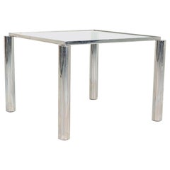 Mesa de comedor prototipo Richard Schultz de acero inoxidable pulido de los años 80
