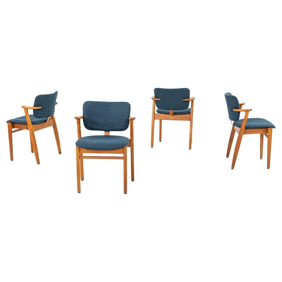 C. 1949 Set of Four Knoll Domus Dining Chairs by Ilmari Tapiovaara with Fabric