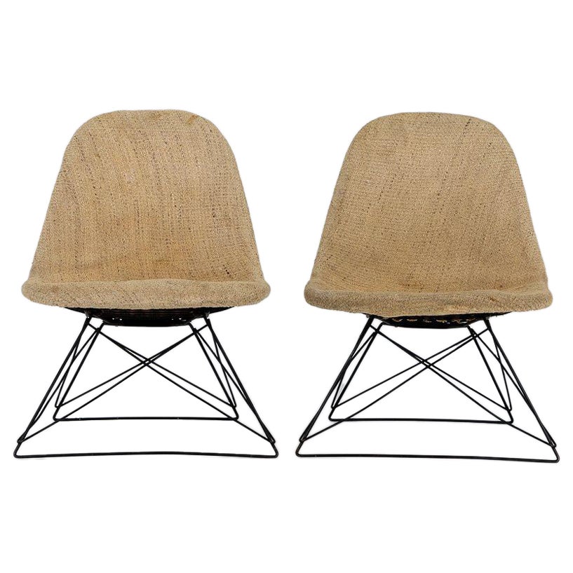 C. 1953 Pair of Herman Miller Eames LKR Cats Cradle Lounge Chairs with Bases