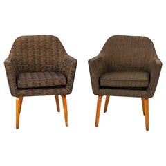 C. 1958 Ein Paar Florence Knoll 84 ULB Lounge Sessel aus Stoff und Holz