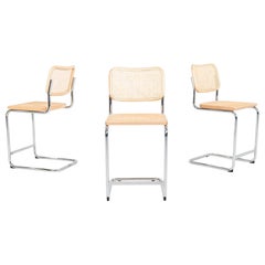 2023 Set di tre sgabelli da banco Cesca di Marcel Breuer per Knoll in Beeche