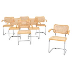 C. Sedia a bracci da pranzo Cesca B64 di Marcel Breuer per Thonet, anni '80, 7x disponibile