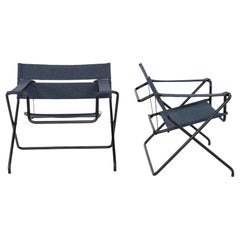 2023 Marcel Breuer for Tecta D4 Bauhaus Folding Lounge Chair with Blue Fabric