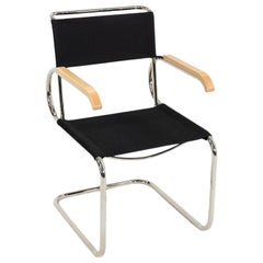 2023 Marcel Breuer per Tecta D40 Poltrona da pranzo in tessuto nero con cromo
