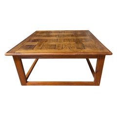 Table basse en parquet de chêne français, fin du 20e siècle