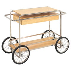 2023 Tecta M4RS Console Trolley / Bar Cart in Oak with Chrome Frame and Drawer