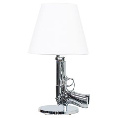 2023 Philippe Starck for Flos Bedside Gun Table Lamp in Chrome with White Shade