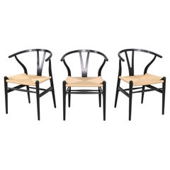 2023 Set of Three Hans Wegner for Carl Hansen CH24 Wishbone Dining Arm Chairs
