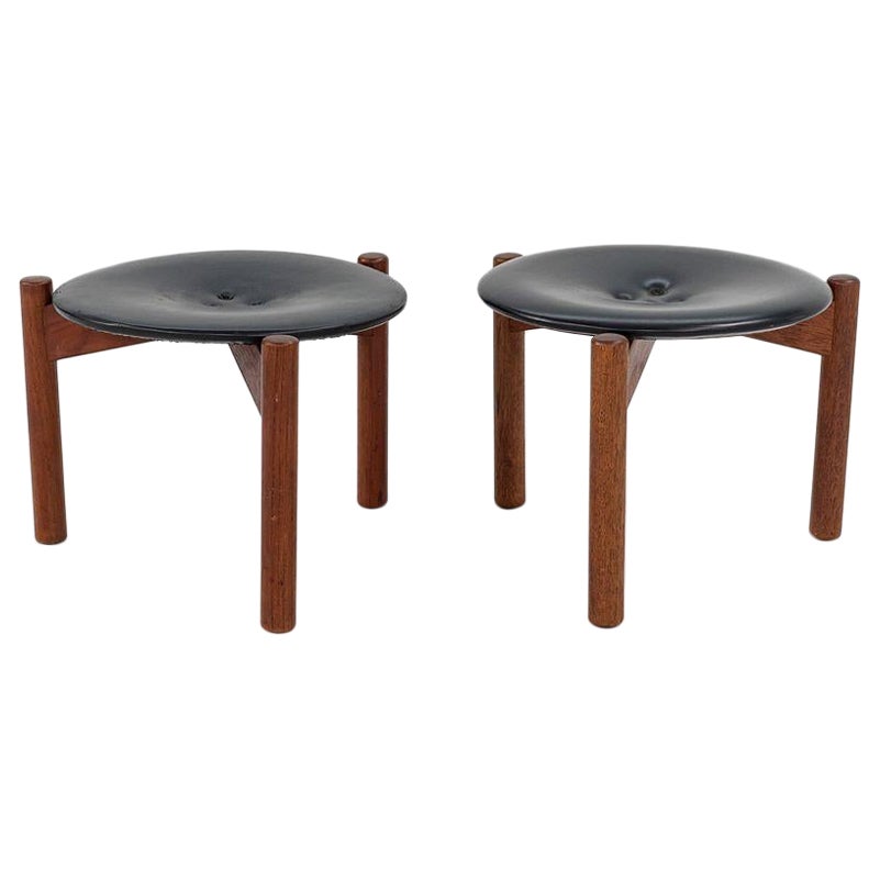 1950s Pair of Swedish Three Legged Stools by Uno & Osten Kristiansson for Luxus For Sale