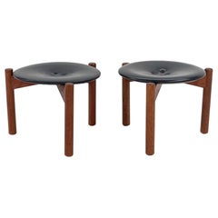 1950s Pair of Swedish Three Legged Stools by Uno & Osten Kristiansson for Luxus
