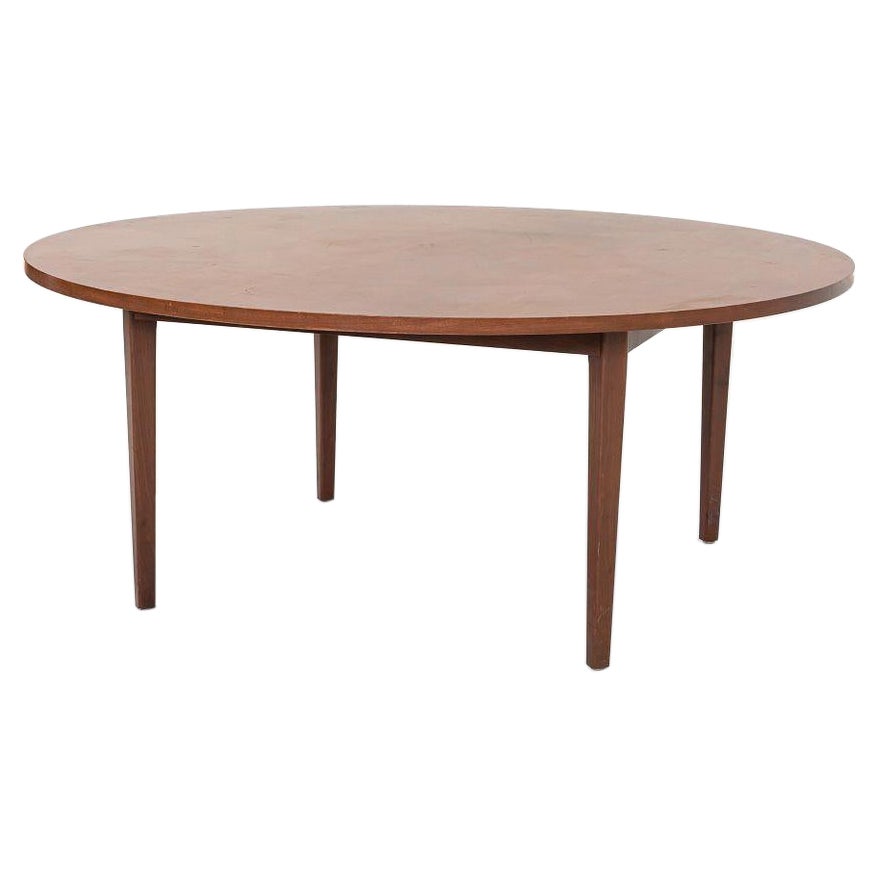 1960s Round American Modern Walnut Dining / Conference Table 72 inch