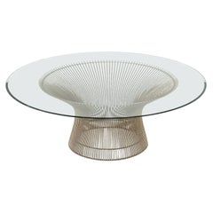 1960s Warren Platner for Knoll 36" Round Coffee Table in Steel and Glass