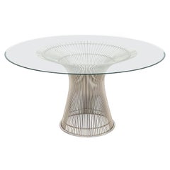 2010s Warren Platner for Knoll Table de salle à manger 54 pouces avec plateau en verre